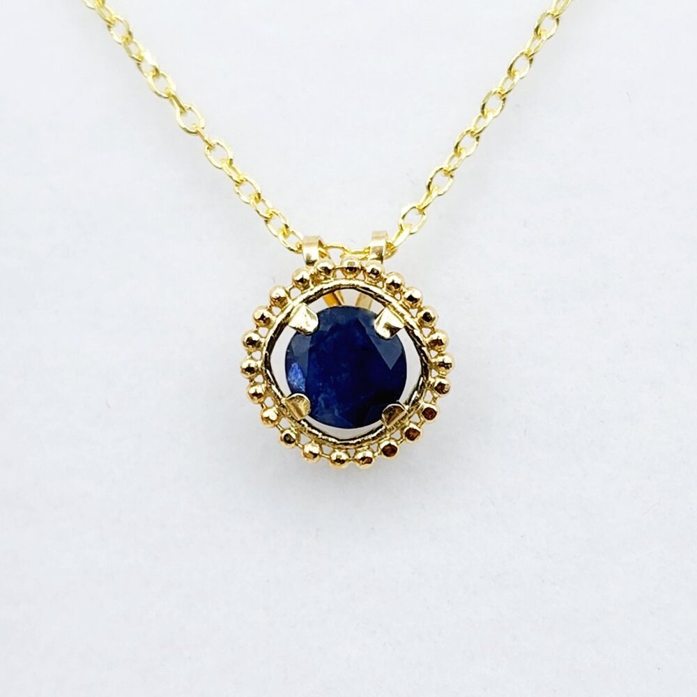 10K Yellow Gold Genuine Blue Sapphire 6x6mm (0.75ct) Pendant